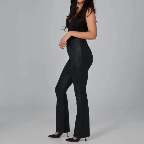 NEW Lola Denim-Billie High-Rise Bootcut Black Coated Stretch Premium Jeans 32 - Picture 3 of 12